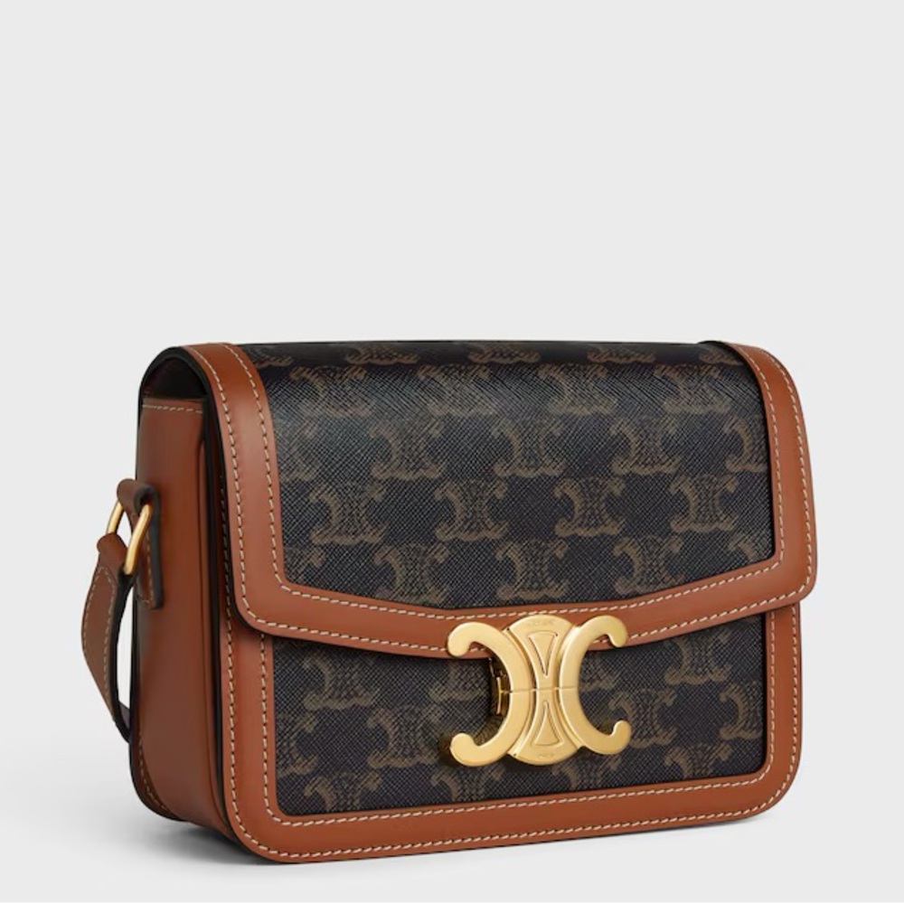 BRAND NEW! Celine TEEN TRIOMPHE BAG IN TRIOMPHE CANVAS AND CALFSKIN - Picture 2 of 16